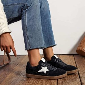 Basket noir findlay étoile blanche style pilou brillant